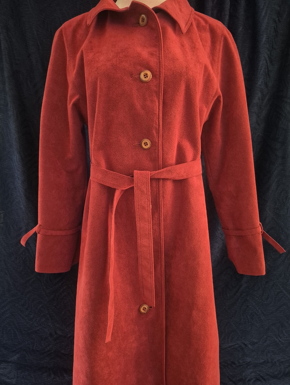 Vintage Holt Renfrew Women's Red Belted Long Coat